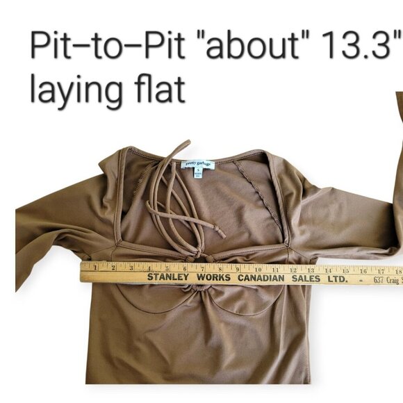 Brown Split Sleeve Keyhole Top by Pretty Garbage S - Picture 10 of 14